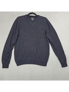 14th & Union Sweater Mens Medium Black Cotton Cashmere Crewneck Pullover Knit